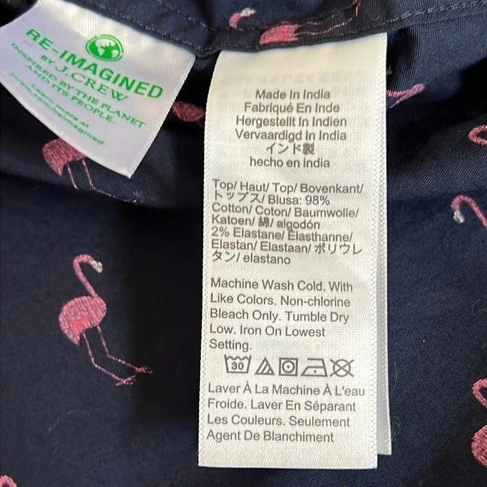 J Crew Flamingo Print Shirt Novelty